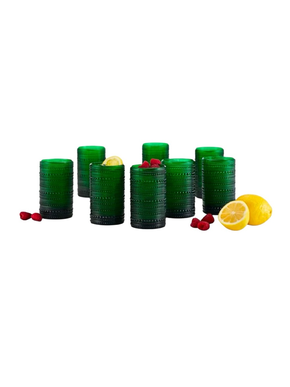 New Fortressa Jupiter 13oz tumbler glasses 8 pack emerald green textured